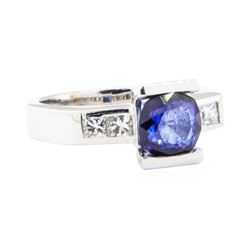 2.28 ctw Sapphire And Diamond Ring - 18KT White Gold