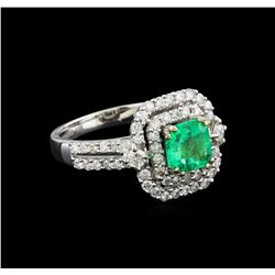 14KT White Gold 1.24 ctw Emerald and Diamond Ring