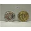 Image 1 : 2 Novelty Bitcoins - Silver & Brass