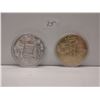 Image 2 : 2 Novelty Bitcoins - Silver & Brass