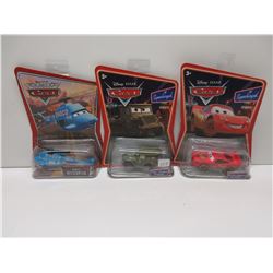 3 Disney Cars Sarge Dinoco Helicopter Dirt Track McQueen