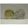Image 2 : 2 Novelty Bitcoins - Silver & Brass