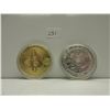 Image 1 : 2 Novelty Bitcoins - Silver & Brass