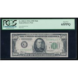 1934A $500 Chicago Federal Reserve Note PCGS 65PPQ