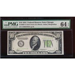 1934 $10 Chicago Federal Reserve Note PMG 64EPQ