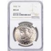 Image 1 : 1922 $1 Peace Silver Dollar Coin NGC MS64