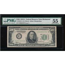 1934A $500 Richmond Federal Reserve Note PMG 55