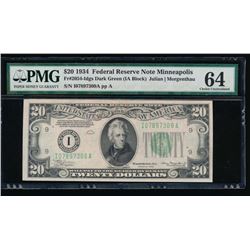 1934 $20 Minneapolis Federal Reserve Note PMG 64