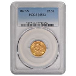 1877-S $2.5 Liberty Head Quarter Eagle Gold Coin NGC MS62