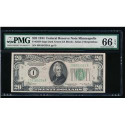 1934 $20 Minneapolis Federal Reserve Note PMG 66EPQ