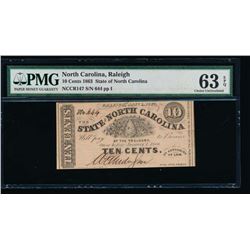 1863 Ten Cents North Carolina Obsolete Note PMG 63EPQ