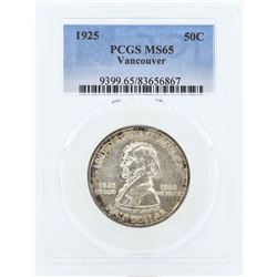 1925 Vancouver Commemorative Half Dollar Coin PCGS MS65