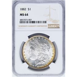 1882 $1 Morgan Silver Dollar Coin NGC MS64