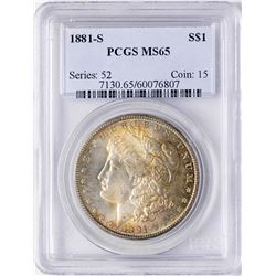 1881-S $1 Morgan Silver Dollar Coin PCGS MS65 Amazing Toning