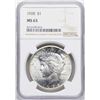 Image 1 : 1928 $1 Peace Silver Dollar Coin NGC MS63