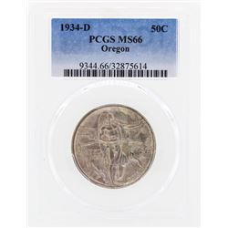 1934-D Oregon Commemorative Half Dollar Coin PCGS MS66