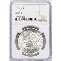 1928-S $1 Peace Silver Dollar Coin NGC MS61