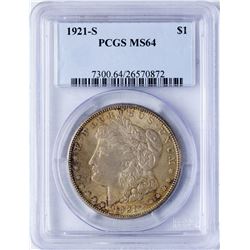 1921-S $1 Morgan Silver Dollar Coin PCGS MS64