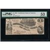 Image 1 : 1862 $1 Confederate States of America Note PMG 53