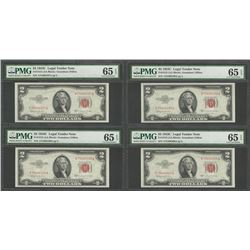 Lot of (4) Consecutive 1953C $2 Legal Tender Notes Fr.1512 PMG Gem Uncirculated 65EPQ