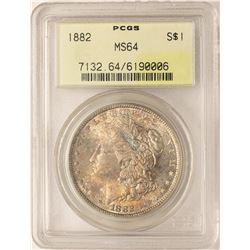 1882 $1 Morgan Silver Dollar Coin PCGS MS64 AMAZING TONING