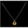 Image 1 : 4.35 ctw Citrine and Diamond Pendant With Chain - 14KT Yellow Gold