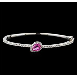 1.08 ctw Pink Sapphire and Diamond Bracelet - 14KT White Gold