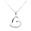 Image 1 : 0.22 ctw Diamond and Sapphire Heart Shaped Pendant with Chain - 14KT & 18KT Whit