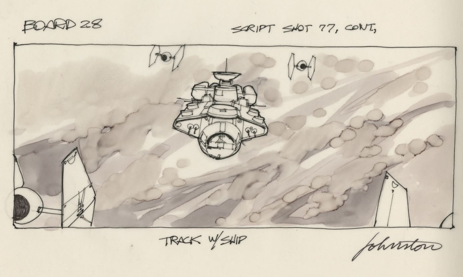 Joe Johnston Original Storyboard Artwork Of Early Concept Of The