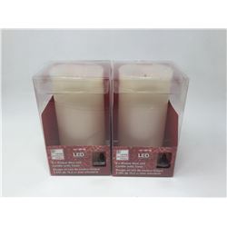 6inch Bisque Wax LED Candles with Timer-lot of 2