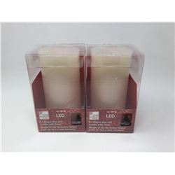 6inch Bisque Wax LED Candles with Timer-lot of 2