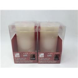 6inch Bisque Wax LED Candles with Timer-lot of 2