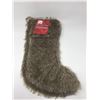 Image 1 : 20inch Faux Fur Stocking-Brown