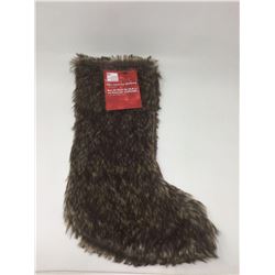 20inch Faux Fur Stocking-Dark Brown