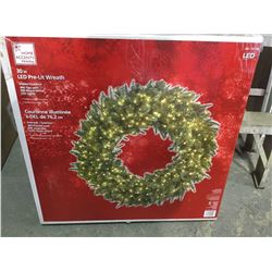 30inch LED Pre-Lit Wreath with Twinkling Lights