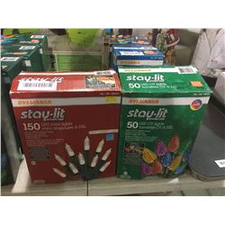 Sylvania Stay-Lit 50 LED C9 Lights and 150 LED Mini Lights Lot of 2