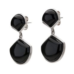 Sterling Silver Black Onyx Fan Drop Earrings
