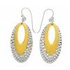 Image 1 : Silver Two-tone Textured Oval Drop Earrings