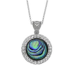 Sterling Silver Abalone  & White Topaz Pendant