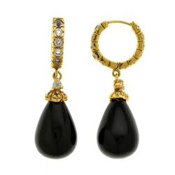 14K Gold Vermeil Black Onyx & Topaz Drop Earrings