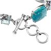 Image 3 : Silver Turquoise & Multi Gemstone Toggle Bracelet