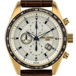 Men's Chronograph Watch Textured Leather Strap