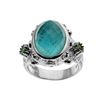 Image 1 : Silver Turquoise Doublet & Chrome Ring-SZ 9