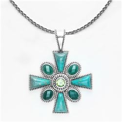 Sterling Silver Chrysocolla Maltese Cross Pendant