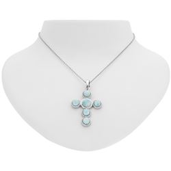 Sterling Silver Larimar Cross Pendant