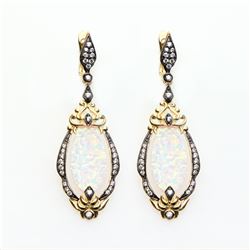 Sterling Silver Simulated Opal Drop Earrings