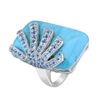 Image 2 : Silver Turquoise & Blue Topaz Overlay Ring-SZ 6