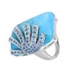 Image 3 : Silver Turquoise & Blue Topaz Overlay Ring-SZ 6
