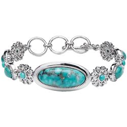 Sterling Silver Turquoise Toggle Bracelet 7.75"