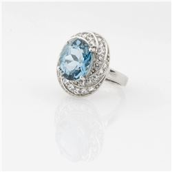 Silver 5.85ctw London Blue  & White Topaz Ring-SZ7